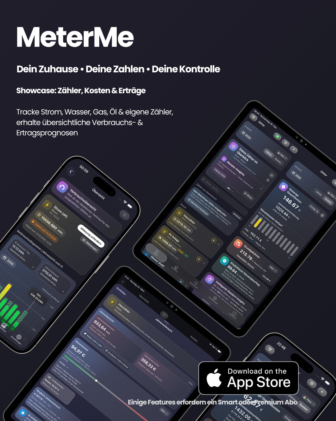 Showcase Zähler, Kosten und Erträge